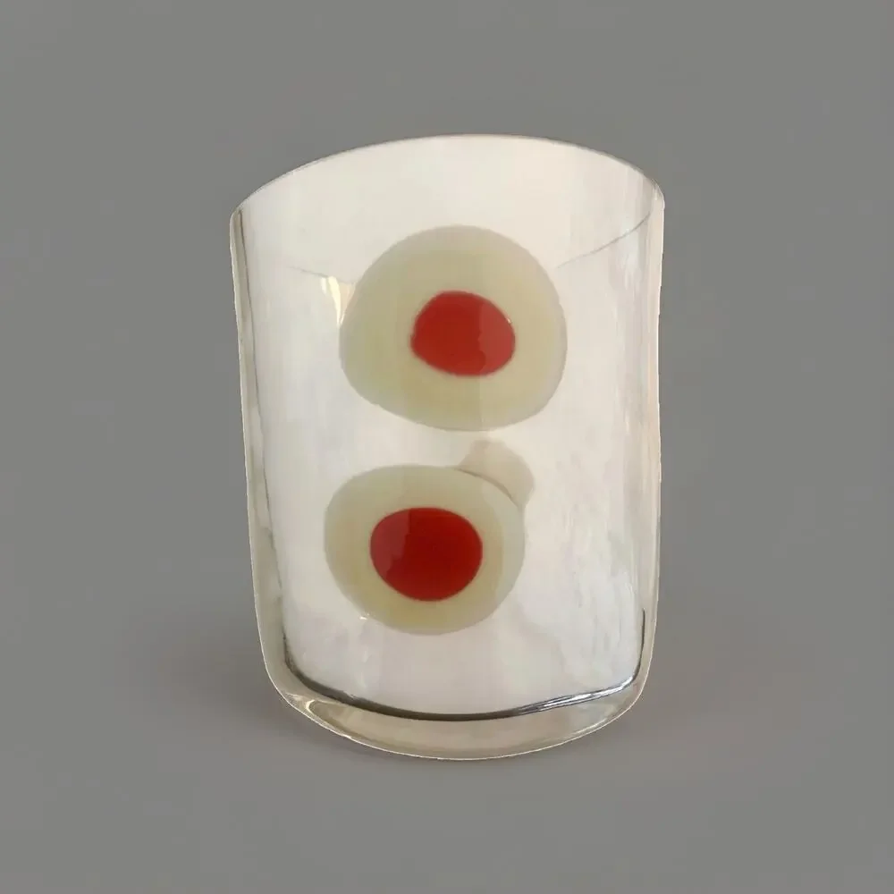 New Carlo Moretti Murano Glass Bud Vase Bora Tumbler Simple Red Polkadot Signed